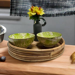 Meilleur prix Plateau de service en rotin de 50cm de diamètre avec poignée Capacité de charge lourde pour restaurants et hôtels au Vietnam - Product Image 4