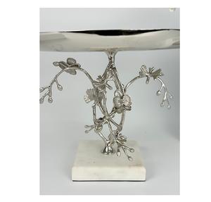 Mondern Handicraft <b>Trays</b> Indian Silver Dishes Brass Boarder With Floral Pattern Stainless Steel <b>Trays</b> Tier Stand Fruit Salad - Product Image 4