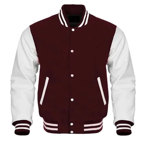 Fabricant de vestes Streetwear Bras en cuir personnalisés Veste universitaire en polyester 100 Blanc Hommes Qualité Letterman - Product Image 1
