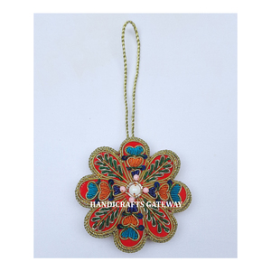 Diseño exclusivo Zari bordado adorno colgante tela Material forma de flor utilizado para decoración del hogar y festivales de Navidad - Product Image 1