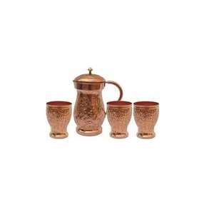 Customized Ayurvedic Certified Copper <b>Water</b> Serving Pot Hammered and <b>Plain</b> Print Jugs Metal Premium Quality - Product Image 2