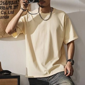 2025 hommes été à manches courtes T-Shirt 100% coton haute qualité couleur unie ample décontracté-nouveaux hauts blancs tricoté Version noire - Product Image 4