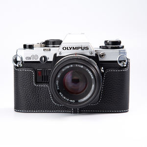 Demi-étui de protection en cuir véritable véritable fait à la main pour Olympus <span class=keywords><strong>OM10</strong></span> OM20 OM30 sac housse en cuir pour appareil photo personnalisable - Product Image 3