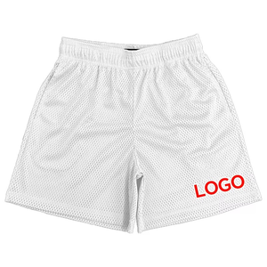 Short de gymnastique en maille de basket-ball pour hommes personnalisé OEM entrejambe de 5 pouces à séchage rapide double couches avec cordes taille moyenne-Style uni - Product Image 6
