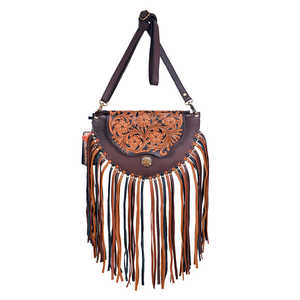 Bolso de piel de vaca genuino hecho a mano con flecos, bolso bohemio Vintage tallado Floral con herramientas, bolso de hombro occidental para mujer, Verano - Product Image 6