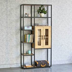 Étagère décorative pour salon 80x30x170cm KTB68173 avec armoire en bois de caoutchouc et structure en fer - Product Image 6