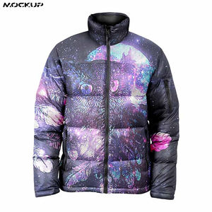 Customized <b>Thin</b> Waterproof Windproof Hooded <b>Puffer</b> <b>Jacket</b> with Sublimated Design Stand Collar for Men High Street Style - Product Image 5