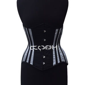 Corsé de entrenamiento de cintura bajo el busto en satén gris y negro - Product Image 1