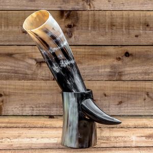 Cuernos vikingos modernos para beber con soporte de cuerno hechos de cuernos de búfalo fabricante y exportador de India para fiesta de Navidad - Product Image 3