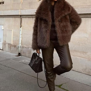 Manteaux en fausse fourrure de luxe, chauds pour l'hiver, à manches longues, en peluche, élégants, épais, doux, décontractés, vêtements d'extérieur tendance - Product Image 6