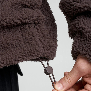 Sweat à capuche Sherpa Ninja personnalisé hiver chaud épais polaire duveteux couleur bloquée broderie poids lourd demi visage fermeture éclair masqué - Product Image 6