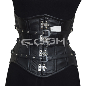 Breathable Gothic <b>Corset</b> with Rivet Decoration Leather & Cotton Medium Control High Compression Shapewear for Daily Use - Product Image 1