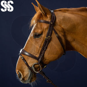 Bride de cheval anatomique Flash Noseband, couleur marron, cuir de haute qualité, boucles métalliques robustes, confortable, élégante, personnalisable - Product Image 4