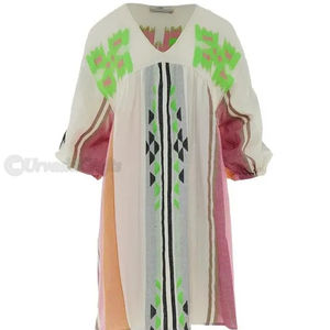 2024 แฟชั่นพิมพ์สั้น mididress, A-Line เสื้อคอวีแขนกุดกระโปรงเรียงชั้นพร้อมนัวเนียตัดชุดสตรี - Product Image 1