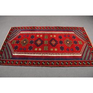 Rug, 3.37x6.1 ft Turkish Rug, <b>Red</b> Floral Rug <b>Wool</b> - Product Image 2