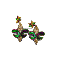 Boucles d'oreilles géométriques bohèmes en perles de rocaille pour le Mardi Gras, design personnalisé, faites à la main, accessoires de déclaration scintillants pour les fêtes de la Nouvelle-Orléans