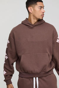 2025ชุดวอร์มผ้าคอตตอน100% พิมพ์ลายพองไซส์ใหญ่พิเศษชุดวอร์มสำหรับฤดูหนาวของผู้ชายกางเกงขาบาน400 GSM - Product Image 3