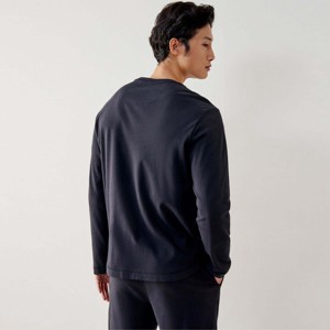 100% Cotton Knitted <b>Waffle</b> Thermal Henley T-Shirts Long Sleeve Raglan with Acid Wash Effect Solid Blank Design - Product Image 2