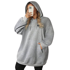 <b>Women</b> Oversized Pullover Hooded Cotton Knit <b>Sweatshirt</b> Winter Casual <b>Longline</b> Streetwear with Kangaroo Pocket OEM ODM - Product Image 1