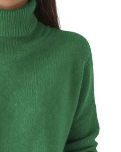 Pull à col roulé vert pour femme personnalisé, en laine et acrylique, tricoté, manches longues, chaud pour l'hiver, fabricant personnalisé, OEM, vente en gros - Product Image 2