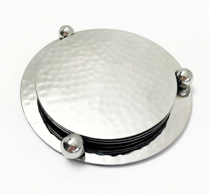 Sous-verres ronds en métal de luxe taille personnalisée pour tasse à café et thé verres à boisson sous-verre argenté avec support - Product Image 5