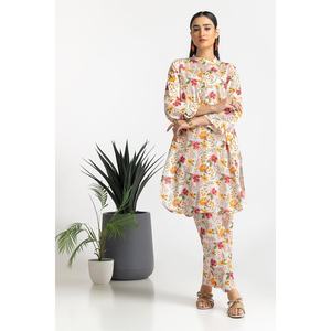 Ensemble coordonné 2 pièces blanc en tissu Dobby imprimé pour femme, tenue short au-dessus du genou, taille XS, idéal pour l'été, MOQ 2 pièces - Product Image 4