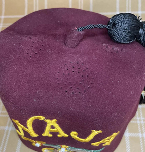 Vintage Shriners Fez Hat Maroon Wool Tassel Tail con pines Freemasons Masonic Hat - Product Image 5