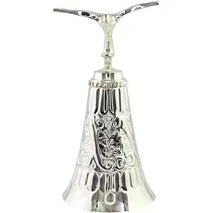 Design esclusivo campanello a mano con Design Vintage inciso in ottone Pooja per tempio indiano regalo di ritorno di natale