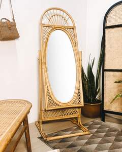 กระจกตั้งพื้นหวายสานด้วยมือ พร้อมตกแต่งสไตล์โบโฮธรรมชาติ - Product Image 2