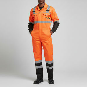 Combinaison de travail en tissu confortable qui permet un mouvement facile, combinaison haute visibilité adaptée aux lieux de travail intérieurs et extérieurs - Product Image 1