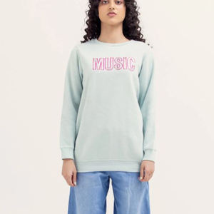 Las mejores tendencias, bordado de alta calidad, logotipo personalizado, sudaderas de cuello redondo en blanco, sudaderas informales transpirables de algodón de gran tamaño para mujer - Product Image 1