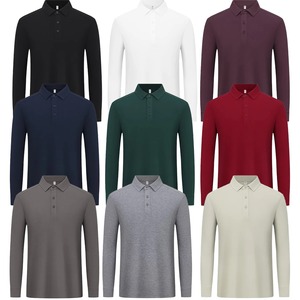 เสื้อโปโลแขนยาวผ้าฝ้ายแท้สำหรับผู้ชาย ชุดทำงานทีมฤดูใบไม้ร่วงฤดูหนาว เสื้อเยาวชน มีหลายสีให้เลือก - Product Image 1