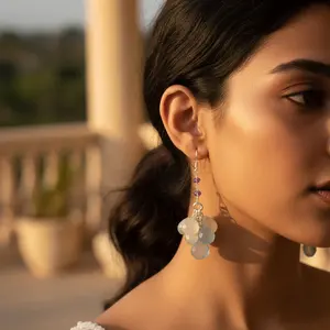 Pendientes Colgantes de Plata 925 con Piedras Preciosas para Mujer, Pendientes de Moda - Product Image 2