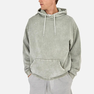 100% algodón lavado ácido Sudadera con capucha High Street Series lavado suéter piedra lavado Vintage Sudadera con capucha para hombres - Product Image 2