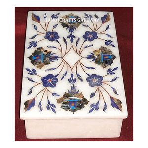 Boîte à bijoux en forme de rectangle incrusté de marbre multicolore de haute qualité Article artisanal utilisé pour les cadeaux de fête et de mariage au meilleur coût - Product Image 1