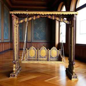 Silla Columpio Tradicional de Madera, Muebles Cómodos para Exteriores, para Jardín o Sala de Estar, Diseño Pintado - Product Image 2