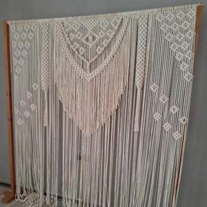 Tapiz de Macramé Grande para Pared, Estilo Bohemio, de Algodón y Ratán, Decoración de Lujo Art Deco con Marco, Patrón Vertical para Fondo de Boda, Decoración del Hogar - Product Image 2