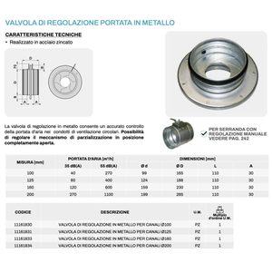 Válvula de Control de Flujo HVAC Tecnosystemi para Conductos Circulares de Construcción Metálica de Alto Rendimiento - Product Image 2