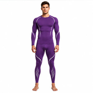 High Elastic Performance Fabric Flatlock Seams Custom Design OEM ODM Custom Sportswear Spandex/Nylon Men Rash Guard Set UPF50+ - Product Image 2