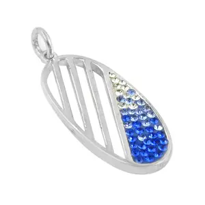 Pendentif en cristal argenté pour femme avec pierre précieuse bleue, collection de bijoux élégants - Product Image 1