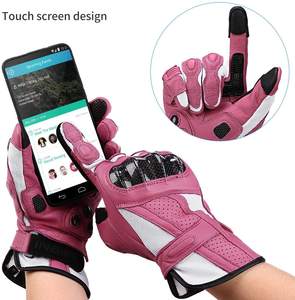 Guantes de moto antideslizantes cómodos para pantalla táctil de dedo completo, guantes de moto de protección de cuero de vaca personalizados - Product Image 4