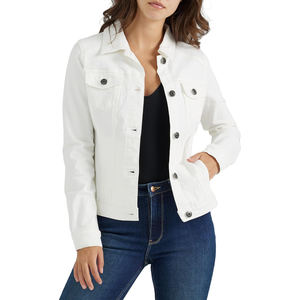 Chaqueta vaquera para mujer con efecto lavado a la moda que le da un aspecto casual atemporal y un estilo de ropa de abrigo versátil - Product Image 1