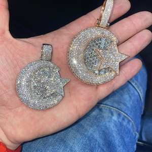 Pendentif en lettres en moissanite de haute qualité personnalisé pour femmes, coupe brillante 3D, plaqué glacé, argent sterling 925, certifié IGI, charme - Product Image 5