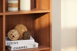 ชั้นวางหนังสือแบบเปิดอิสระ8ช่องสีวอลนัทสำหรับห้องนอน - Product Image 4