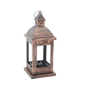 Lanterne suspendue décorative en verre et en fer de couleur bronze pour hôtel bougeoir de style classique fait à la main en vrac personnalisé - Product Image 6