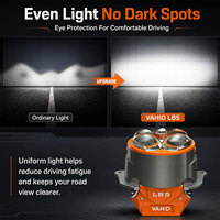 VAHID 180W/paire Lentille de projecteur Bi-LED pour mise à niveau des feux de voiture, phares Bi-LED à faisceau haut et bas, rétrofit 5 lasers 3 pouces 6000K 12V