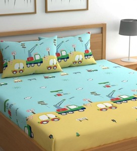 Flat Bedsheet for children | 90x90 Inches (Full Size) with 2 <b>Pillow</b> Covers | Cotton bedsheet for children Cozy <b>Bed</b> Sheet Set - Product Image 4