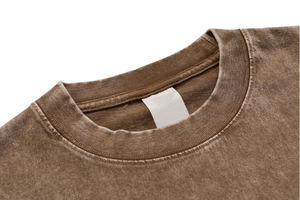 T-shirts pour hommes surdimensionnés en jersey 100% coton 240 g/m² respirant, lavés à l'acide, délavés au soleil, style vintage, col rond, vierges - Product Image 3