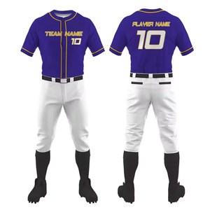 New Custom Design Unisex Children's Baseball Softball Jersey Kit 100% Cotton Quick Dry Breathable Long Sleeve <b>Buttons</b> - Product Image 1