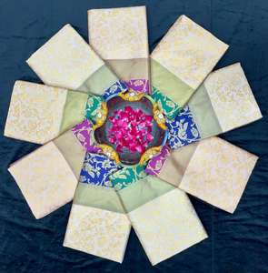 ผ้าแพรไหมแจ็คการ์ดสีม่วงเข้มผ้าแจ็คการ์ดสีฟ้าอ่อนสีทองเส้นขอบสีฟ้าสำหรับฤดูร้อนฤดูหนาว - Product Image 1